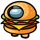 Among Us White Character in a Burger Costume cursor