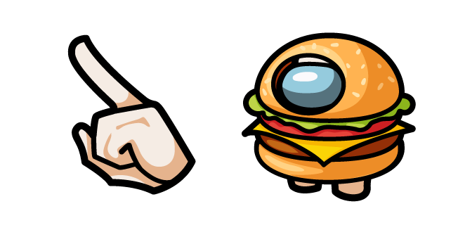 Among Us White Character in a Burger Costume