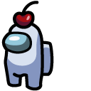 Among Us White Character in a Cherry Hat cursor