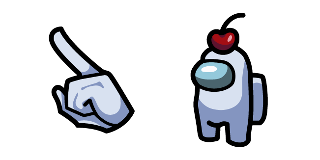 Among Us White Character in a Cherry Hat