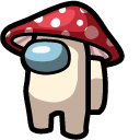 Among Us White Character with Mushroom Hat cursor