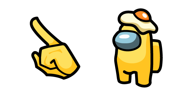 Among Us Yellow Character in Fried Egg Hat