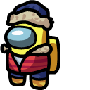 Among Us Yellow Character in Winter Gear and Dog cursor