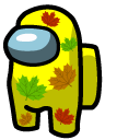 Among Us Yellow Character with Leaves cursor
