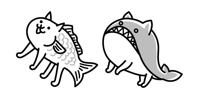 The Battle Cats Fish Cat and Whale Cat