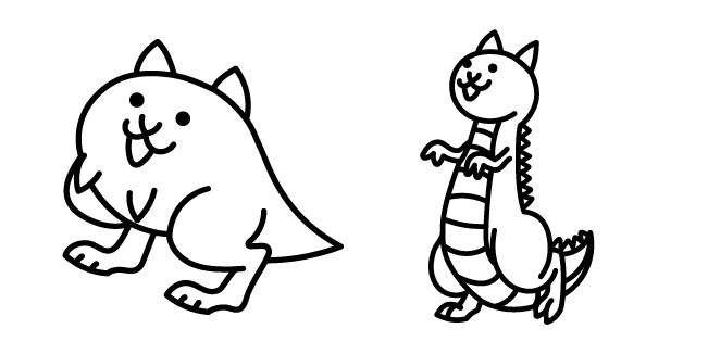 The Battle Cats Lizard Cat and Dragon Cat