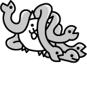 The Battle Cats Medusa Cat and Twintail Medusa Cat pointer