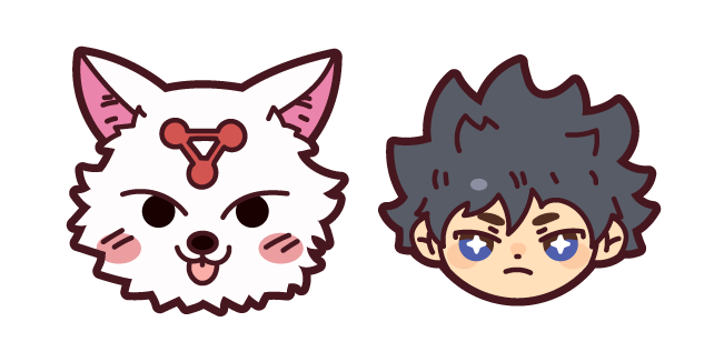 Chibi Jujutsu Kaisen Megumi and White Divine Dog