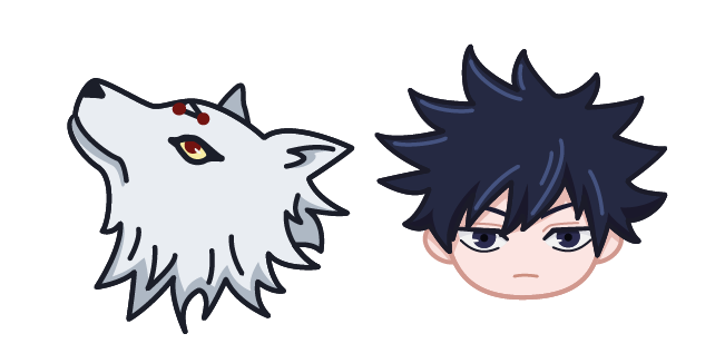 Chibi Jujutsu Kaisen Megumi Fushiguro and Divine Dog