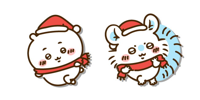Chiikawa and Momonga in Christmas Outfits