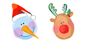 Christmas Aquarelle Snowman and Deer