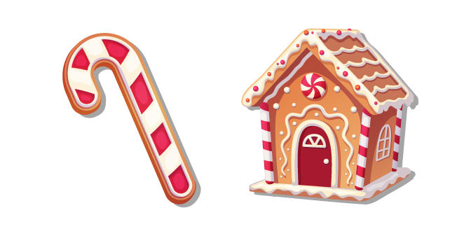 Christmas Gingerbread House and Candy Cane Cookie