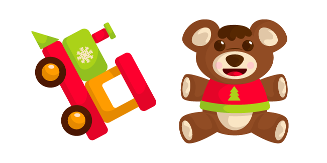 Christmas Presents Teddy Bear and Train Toy