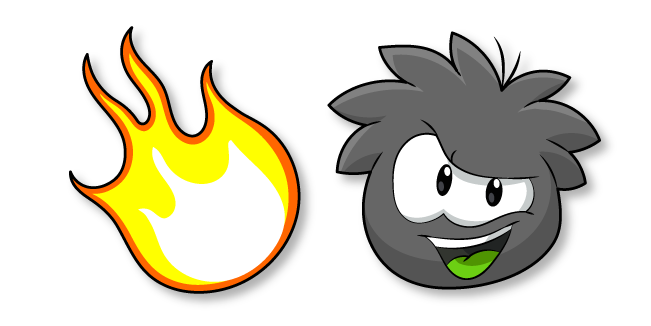 Club Penguin Black Puffle and Fire