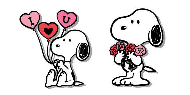 Peanuts Valentine's Day Snoopy with Balloons and Flowers