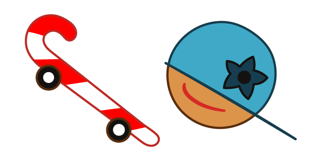 Cookie Run Skater Cookie and Cat Tail Candy Cane Board