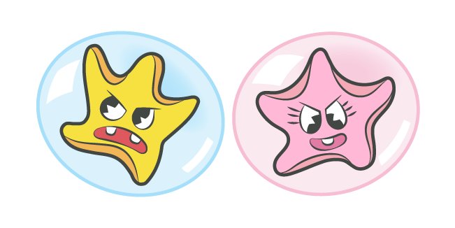 Cuphead Yellow and Pink Bubble Stars