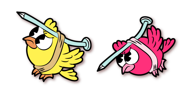 Cuphead Yellow and Pink Nail Birds