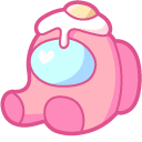 Cute Among Us Pink Character with Egg Hat cursor