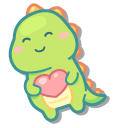Cute Baby Dino with a Heart and a Balloon pointer