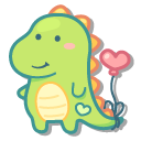 Cute Baby Dino with a Heart and a Balloon cursor