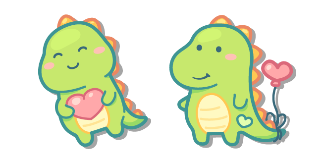 Cute Baby Dino with a Heart and a Balloon