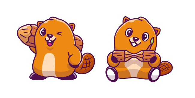 Cute Beaver With a Wood Log