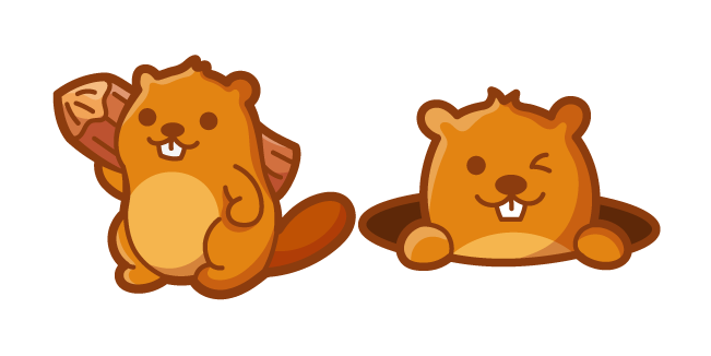 Cute Beaver With Tree Log