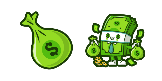 Cute Bill Stack and Money Bag