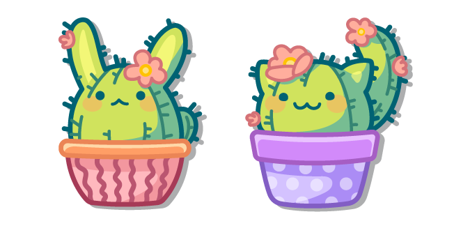 Cute Cactus Bunny and Cat