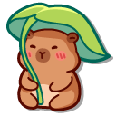 Cute Capybara with a Flower Hat and a Leaf Umbrella cursor