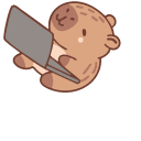 Cute Capybara Working on a Laptop pointer