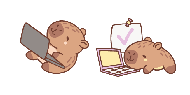 Cute Capybara Working on a Laptop