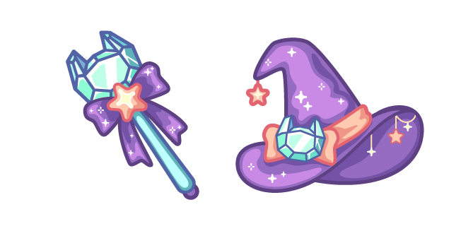 Cute Cat Magic Wand and Witch Hat
