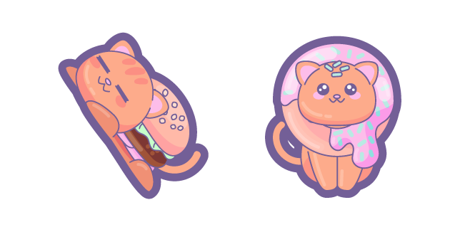 Cute Cat with Burger and Donut