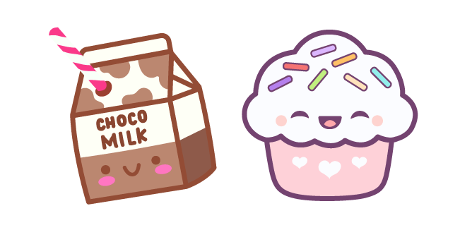 Cute Chocolate Milk and Cupcake