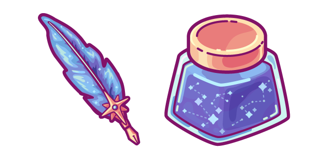 Cute Cosmic Feather Pen and Ink Jar