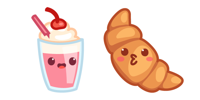 Cute Croissant and Milkshake