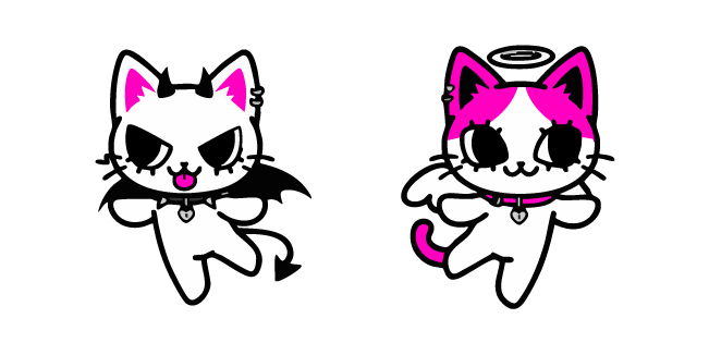 Cute Demon and Angel Cats