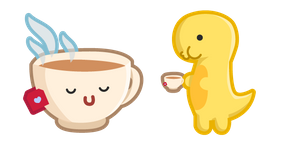 Cute Dino with Cup of Tea