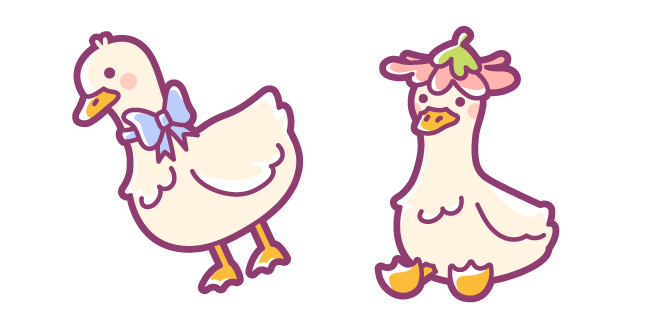 Cute Ducks with Ribbon and Flower Hat