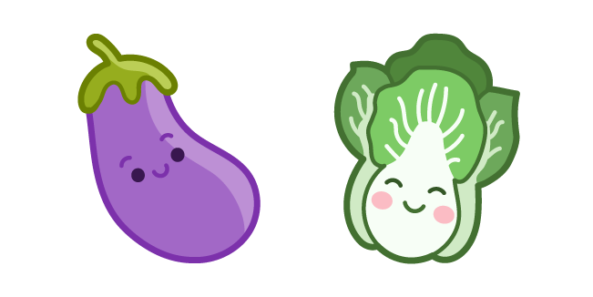 Cute Eggplant and Lettuce