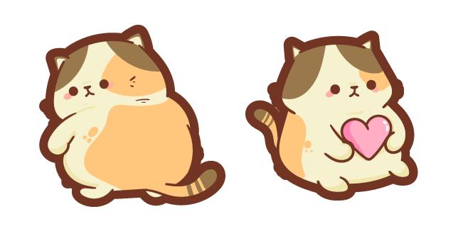 Cute Fat Cat with Pink Heart