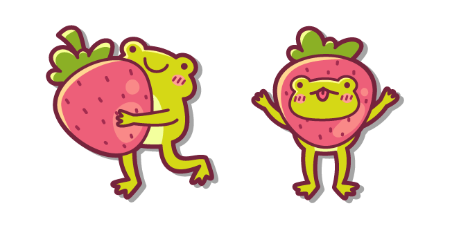 Cute Frog with a Strawberry