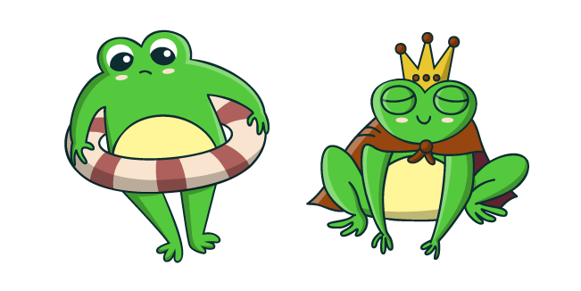 Cute Frog with a Swim Ring and Frog King