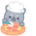 Cute Gray Cat Cooking Pizza cursor