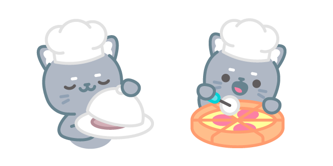 Cute Gray Cat Cooking Pizza