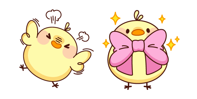 Cute Happy Chick with Pink Bow