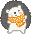 Cute Hedgehog With Umbrella and Scarf cursor