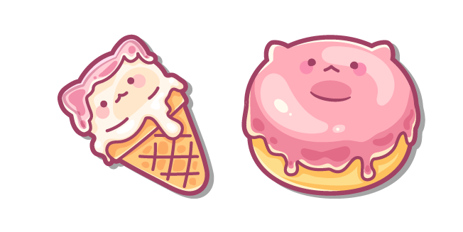 Cute Ice Cream Cat and Donut Cat